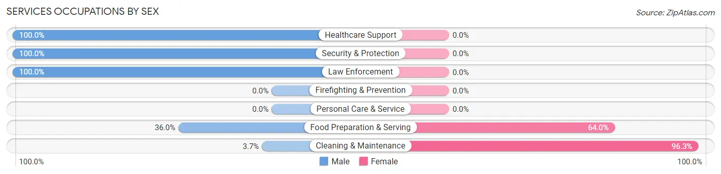 Services Occupations by Sex in Kingsland