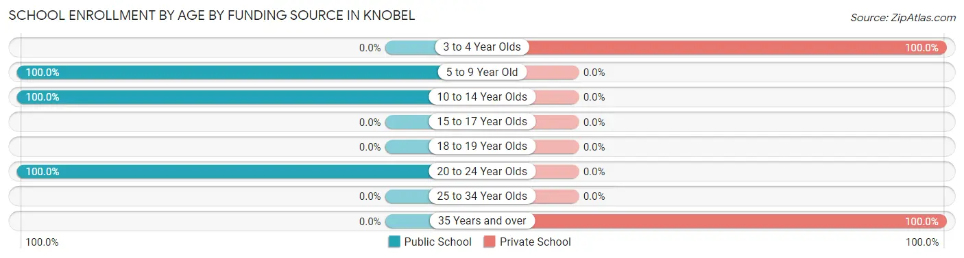 School Enrollment by Age by Funding Source in Knobel
