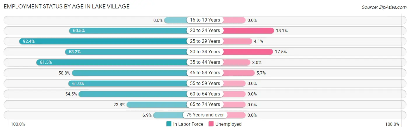 Employment Status by Age in Lake Village