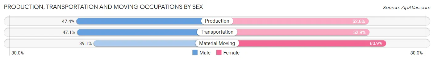 Production, Transportation and Moving Occupations by Sex in Lewisville