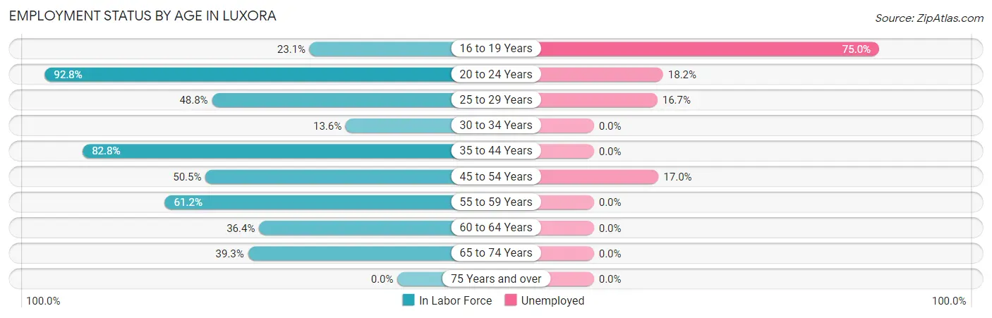 Employment Status by Age in Luxora