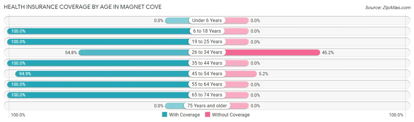 Health Insurance Coverage by Age in Magnet Cove
