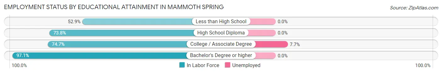 Employment Status by Educational Attainment in Mammoth Spring