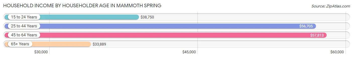 Household Income by Householder Age in Mammoth Spring