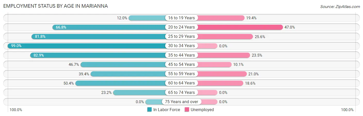 Employment Status by Age in Marianna