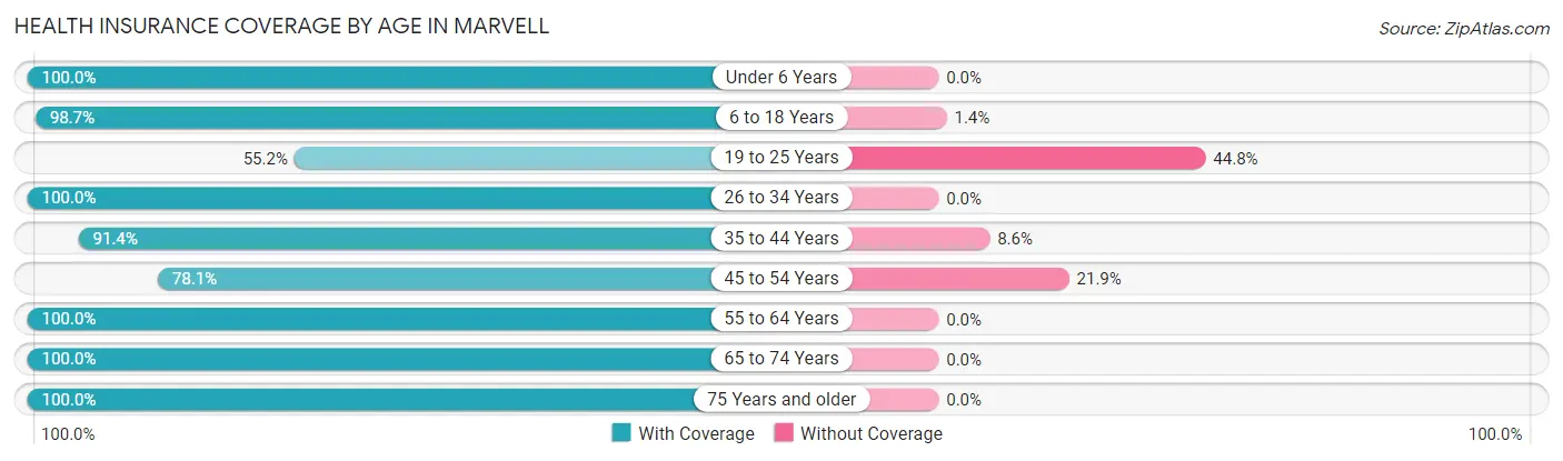 Health Insurance Coverage by Age in Marvell