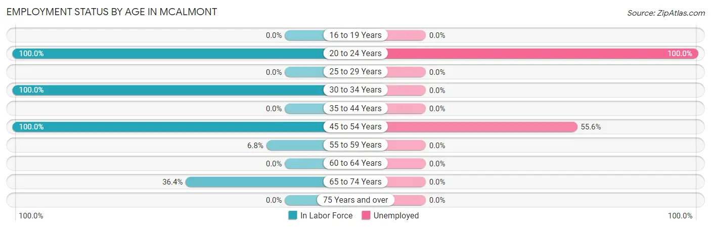 Employment Status by Age in McAlmont