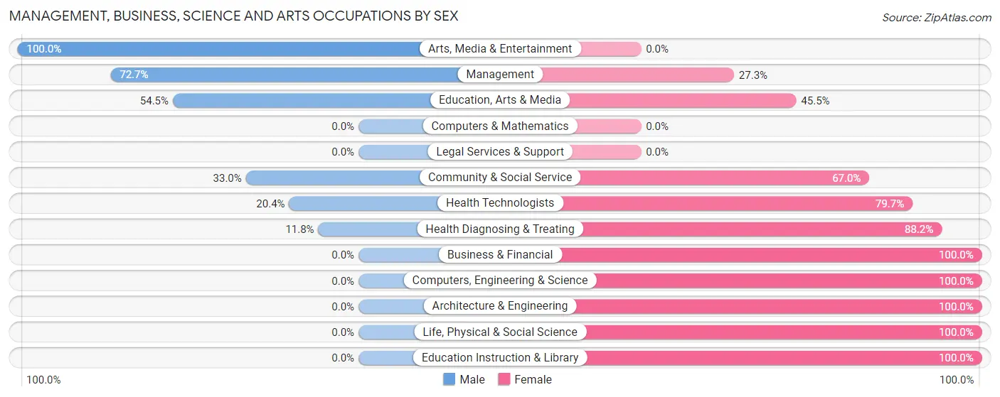 Management, Business, Science and Arts Occupations by Sex in Mena