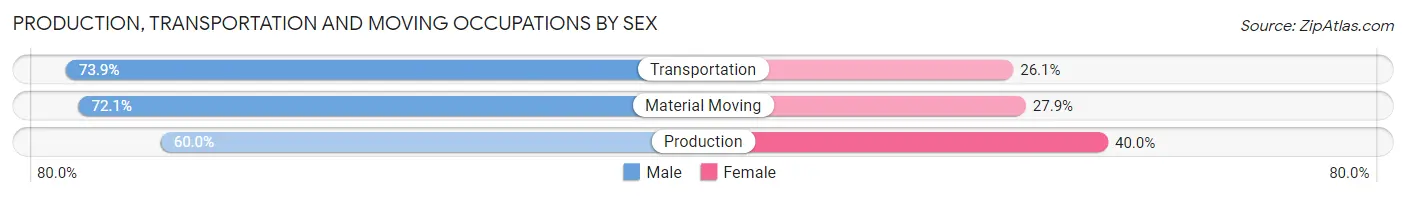 Production, Transportation and Moving Occupations by Sex in Mineral Springs