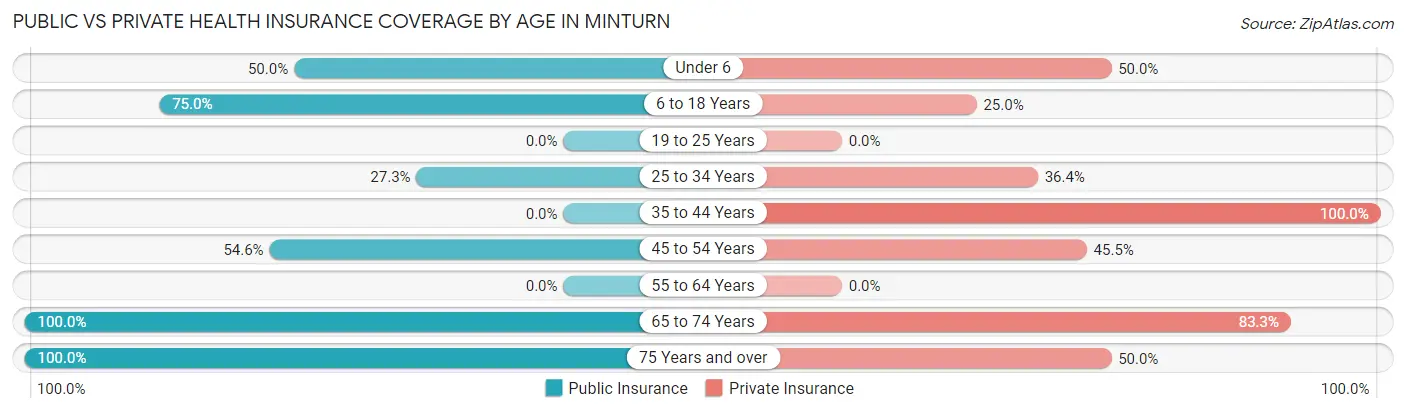 Public vs Private Health Insurance Coverage by Age in Minturn