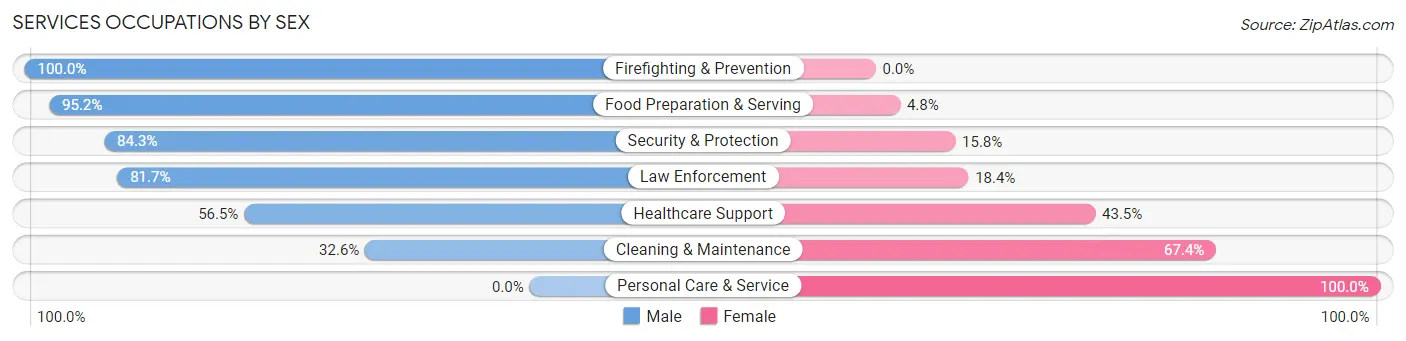 Services Occupations by Sex in Monticello
