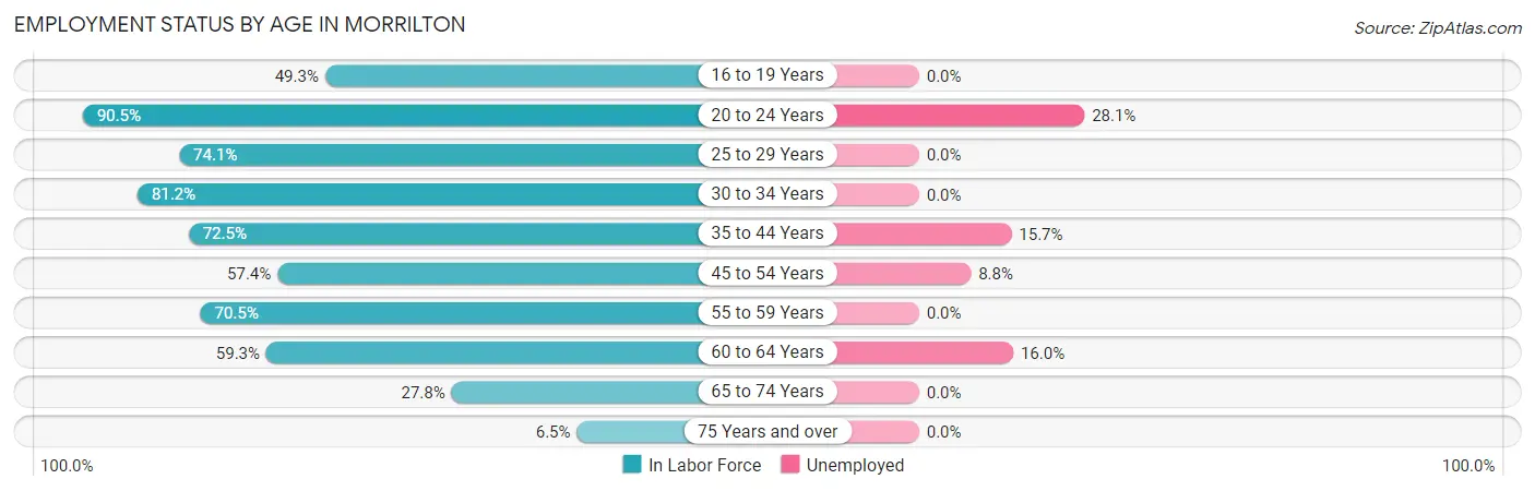 Employment Status by Age in Morrilton