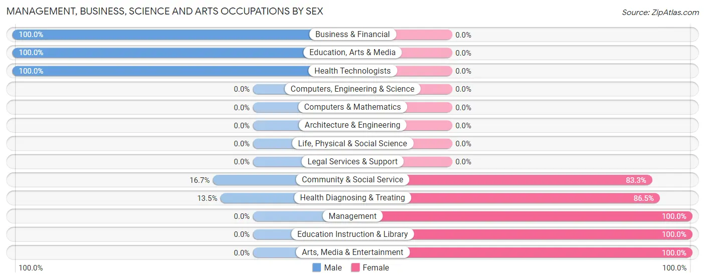 Management, Business, Science and Arts Occupations by Sex in Mount Ida