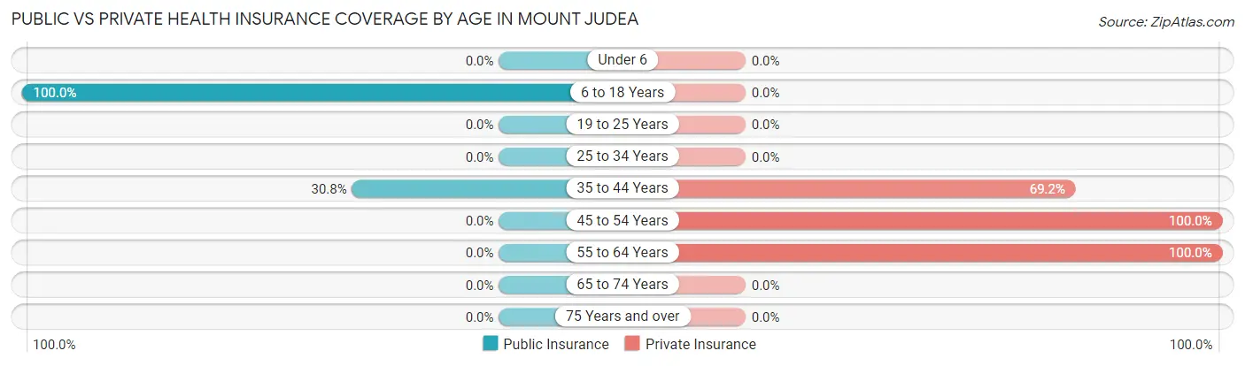 Public vs Private Health Insurance Coverage by Age in Mount Judea