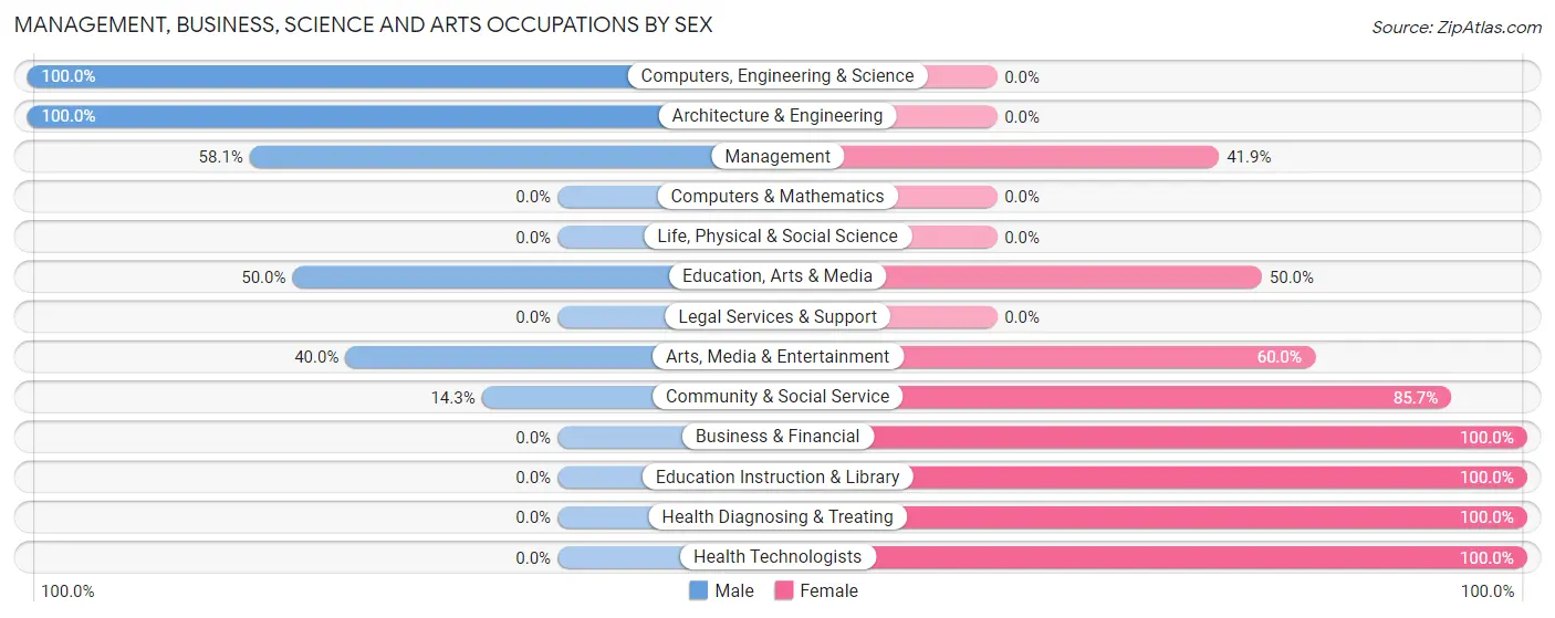 Management, Business, Science and Arts Occupations by Sex in Mountainburg