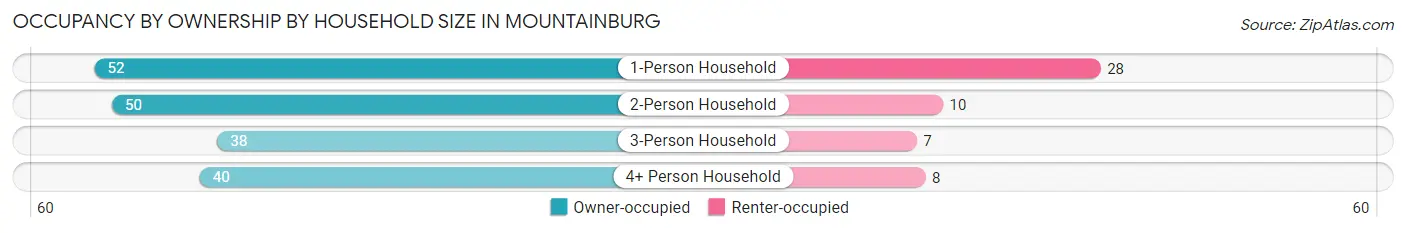 Occupancy by Ownership by Household Size in Mountainburg