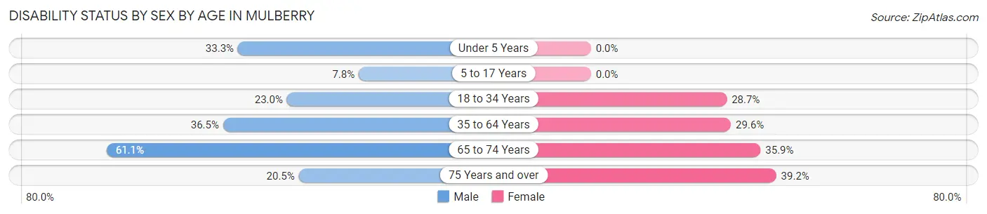Disability Status by Sex by Age in Mulberry