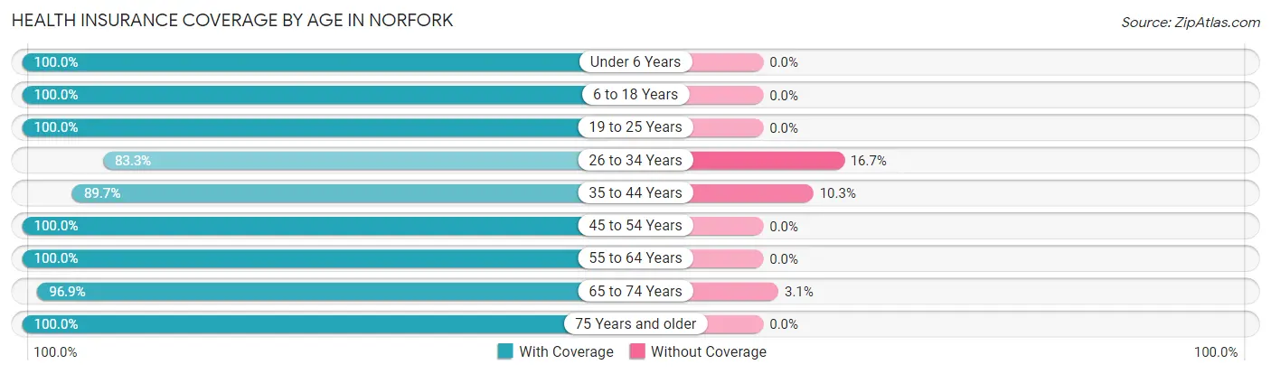 Health Insurance Coverage by Age in Norfork