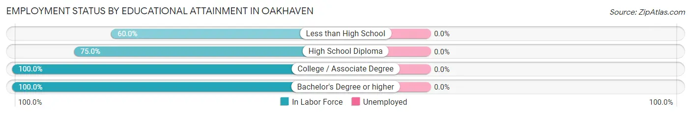 Employment Status by Educational Attainment in Oakhaven