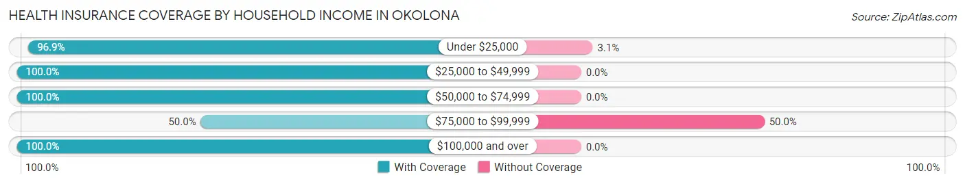 Health Insurance Coverage by Household Income in Okolona