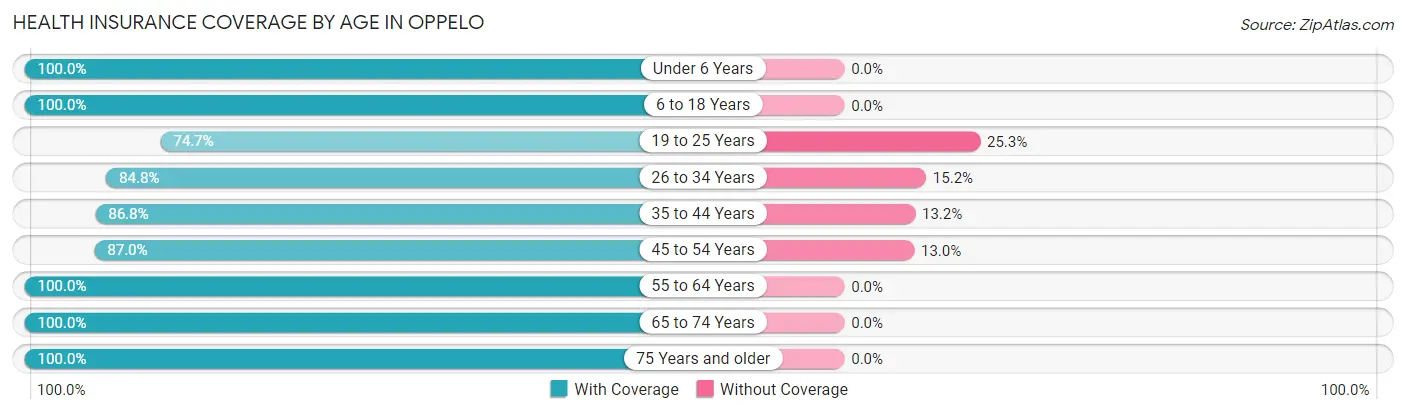 Health Insurance Coverage by Age in Oppelo