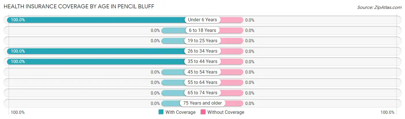Health Insurance Coverage by Age in Pencil Bluff