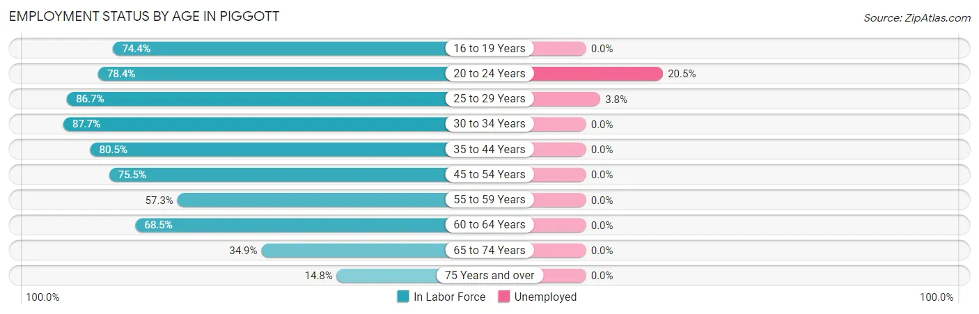 Employment Status by Age in Piggott