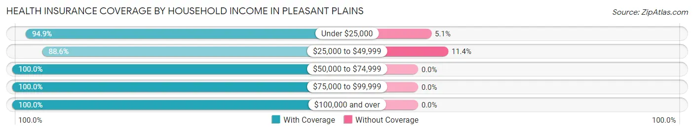 Health Insurance Coverage by Household Income in Pleasant Plains