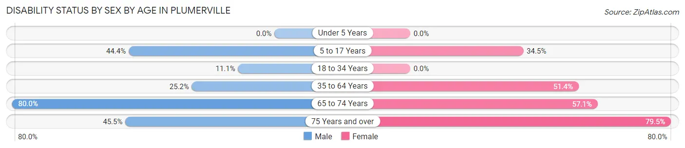 Disability Status by Sex by Age in Plumerville