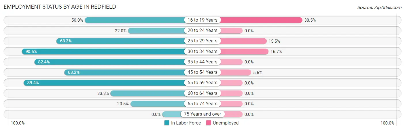 Employment Status by Age in Redfield