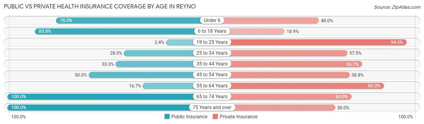 Public vs Private Health Insurance Coverage by Age in Reyno