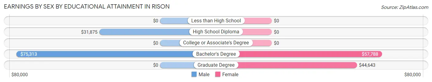 Earnings by Sex by Educational Attainment in Rison