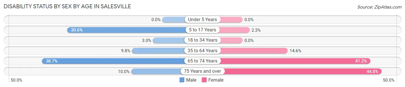 Disability Status by Sex by Age in Salesville