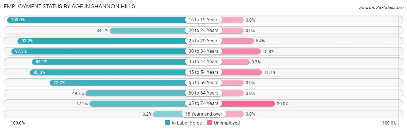 Employment Status by Age in Shannon Hills