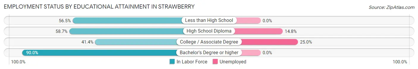 Employment Status by Educational Attainment in Strawberry