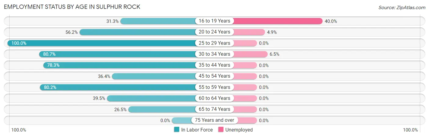 Employment Status by Age in Sulphur Rock