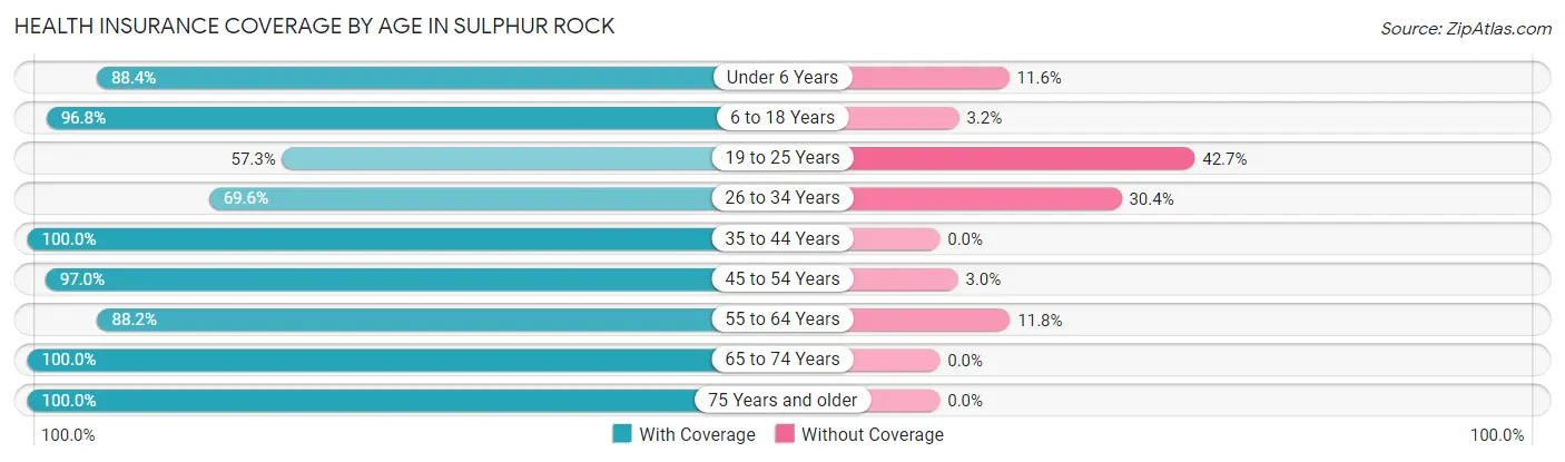 Health Insurance Coverage by Age in Sulphur Rock