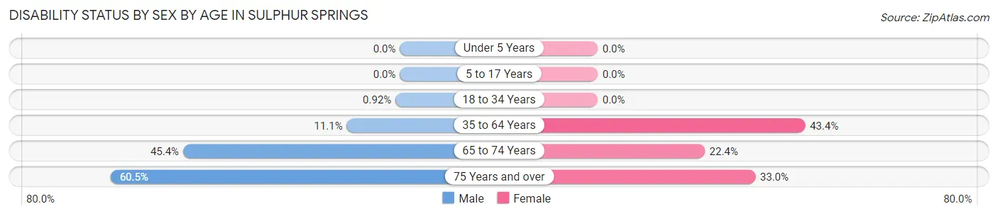 Disability Status by Sex by Age in Sulphur Springs