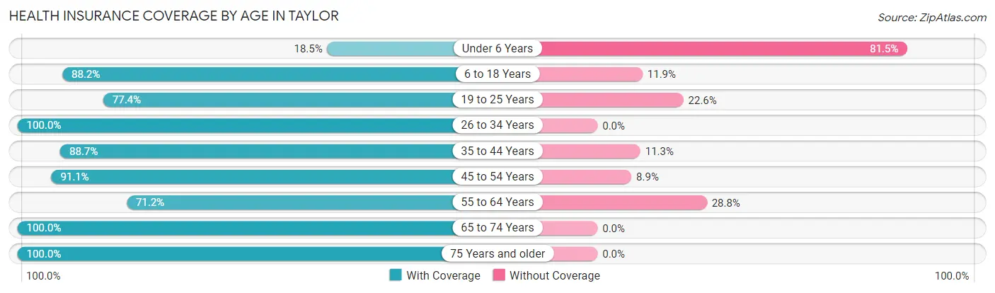 Health Insurance Coverage by Age in Taylor