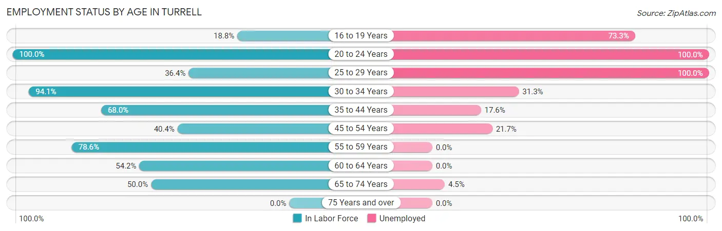 Employment Status by Age in Turrell