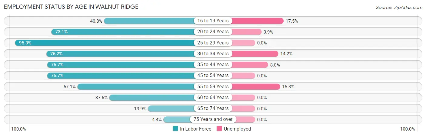 Employment Status by Age in Walnut Ridge
