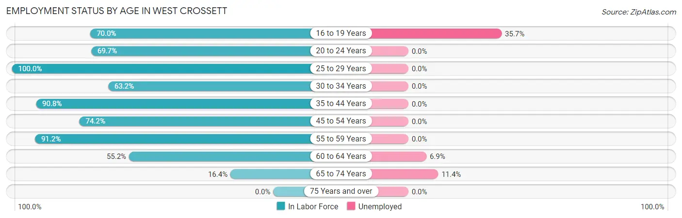 Employment Status by Age in West Crossett
