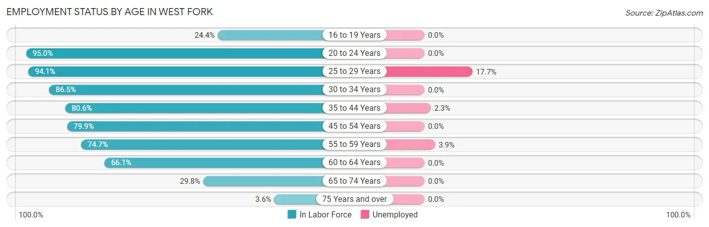 Employment Status by Age in West Fork