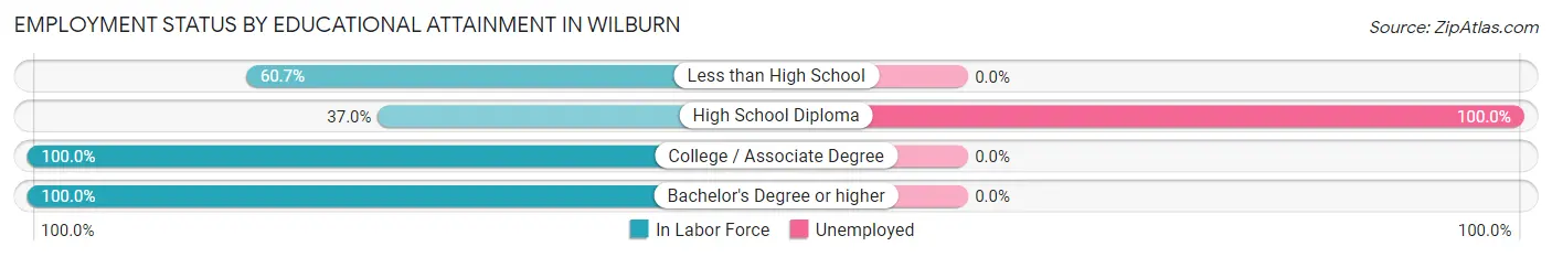 Employment Status by Educational Attainment in Wilburn