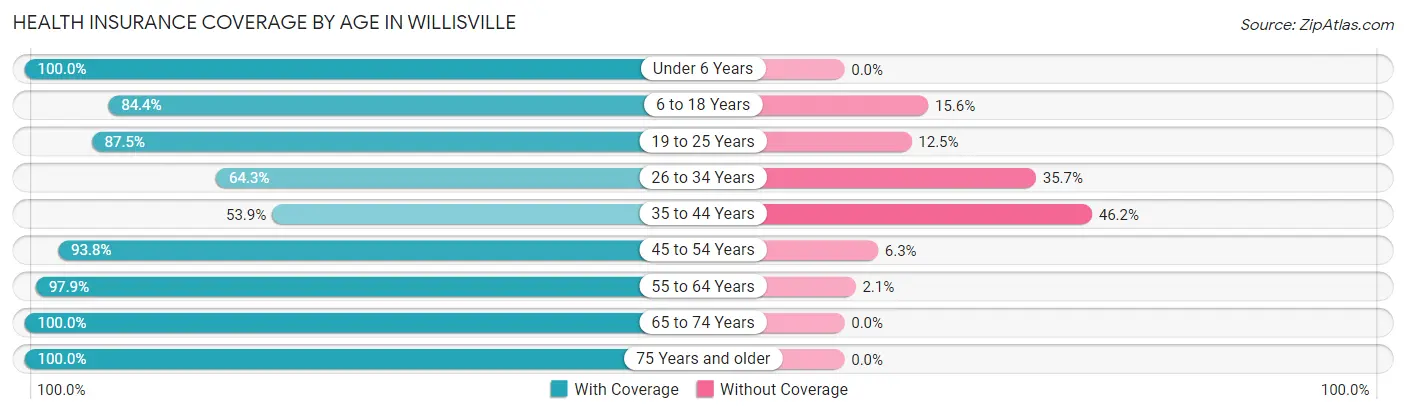 Health Insurance Coverage by Age in Willisville