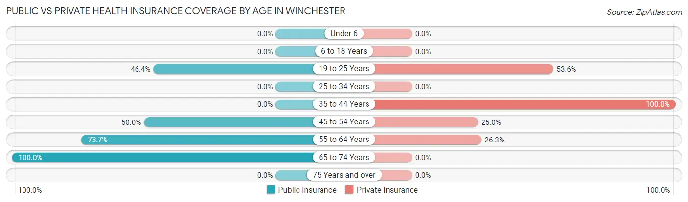 Public vs Private Health Insurance Coverage by Age in Winchester
