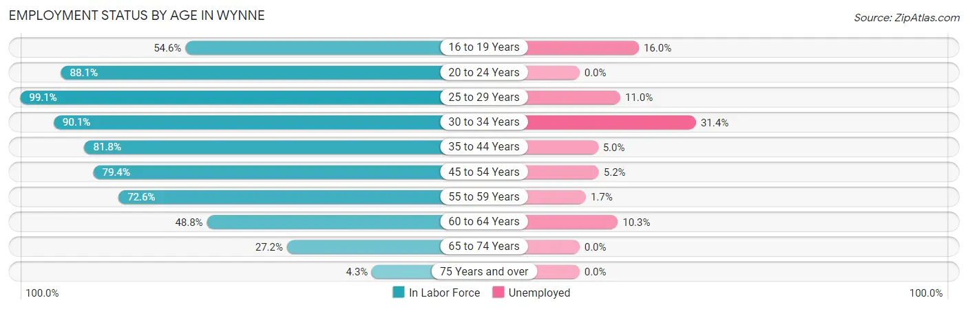 Employment Status by Age in Wynne