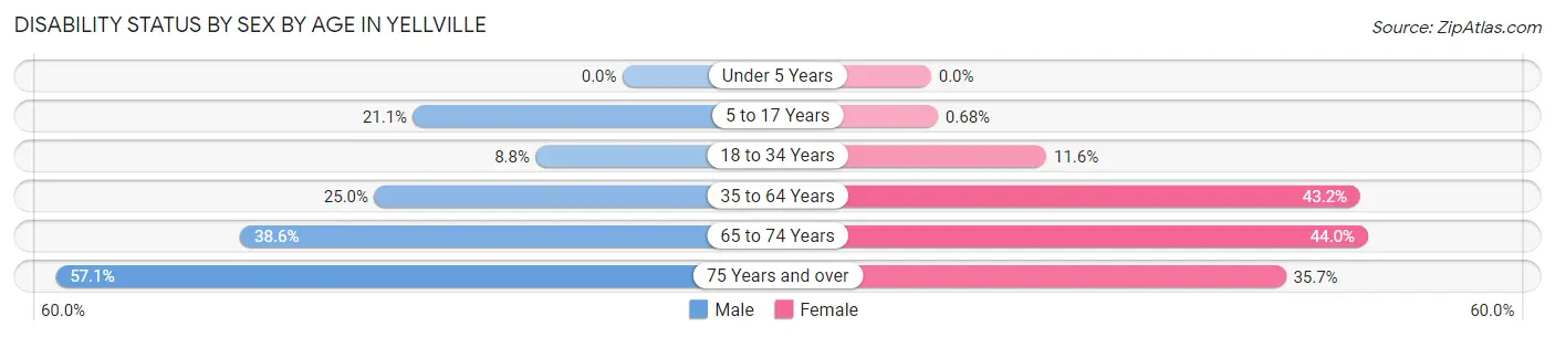 Disability Status by Sex by Age in Yellville