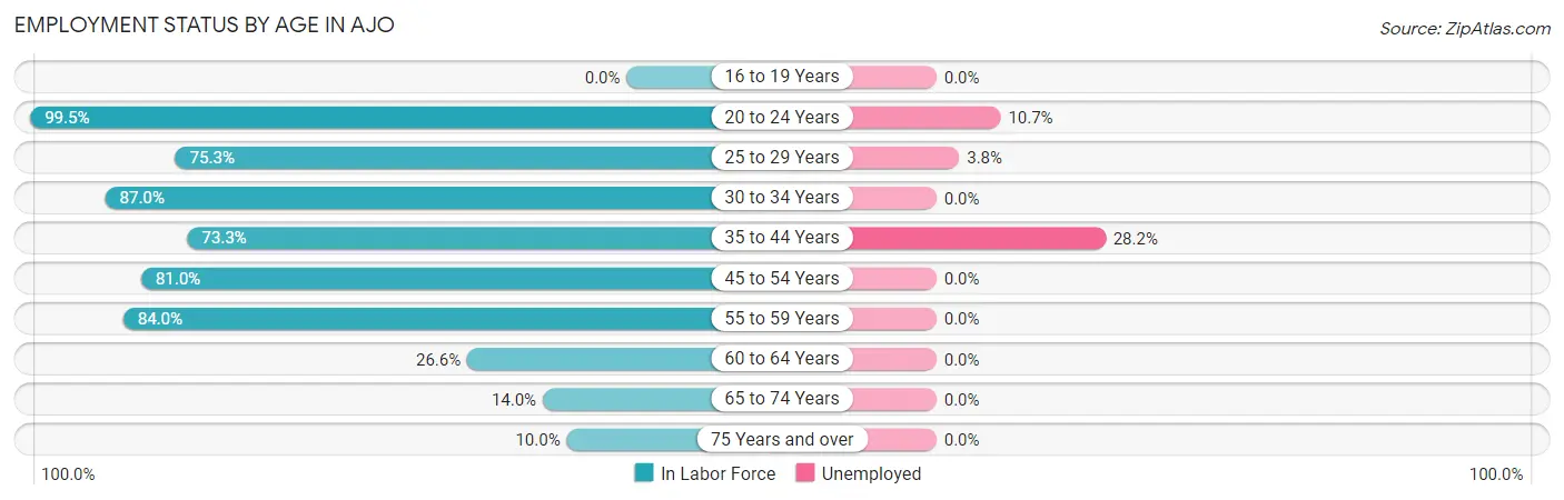 Employment Status by Age in Ajo