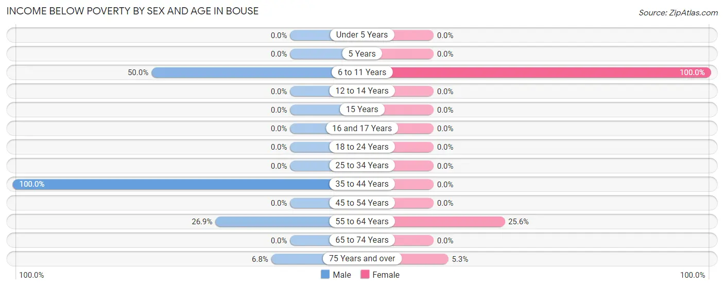 Income Below Poverty by Sex and Age in Bouse